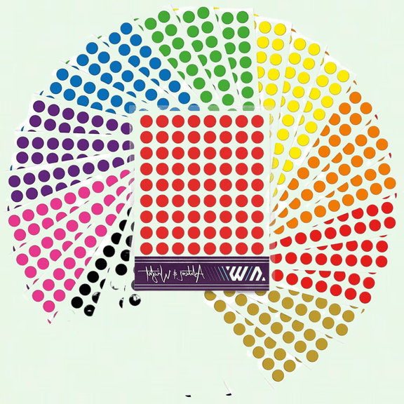 Assorted Dot Stickers Pack - 2,640 Easy Peel Colour Coding Labels - Bright