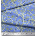 thumbnail image 3 of Soimoi Blue Velvet Fabric Blueberry Leaves Fabric Prints By Yard 60 Inch Wide, 3 of 3