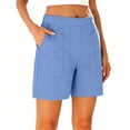 thumbnail image 1 of Shorts de Trabajo para Mujer Tipo Pull on, Casual de Negocios, Elásticos, Cintura Elástica, Pierna Recta, Shorts de Oficina con Bolsillos, Azul, M, 1 of 9