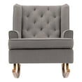 thumbnail image 4 of CorLiving Eleanor Fabric Tufted Timeless High Wingback Rocking Arm Chair with Wood Frame, Light Grey, 4 of 12