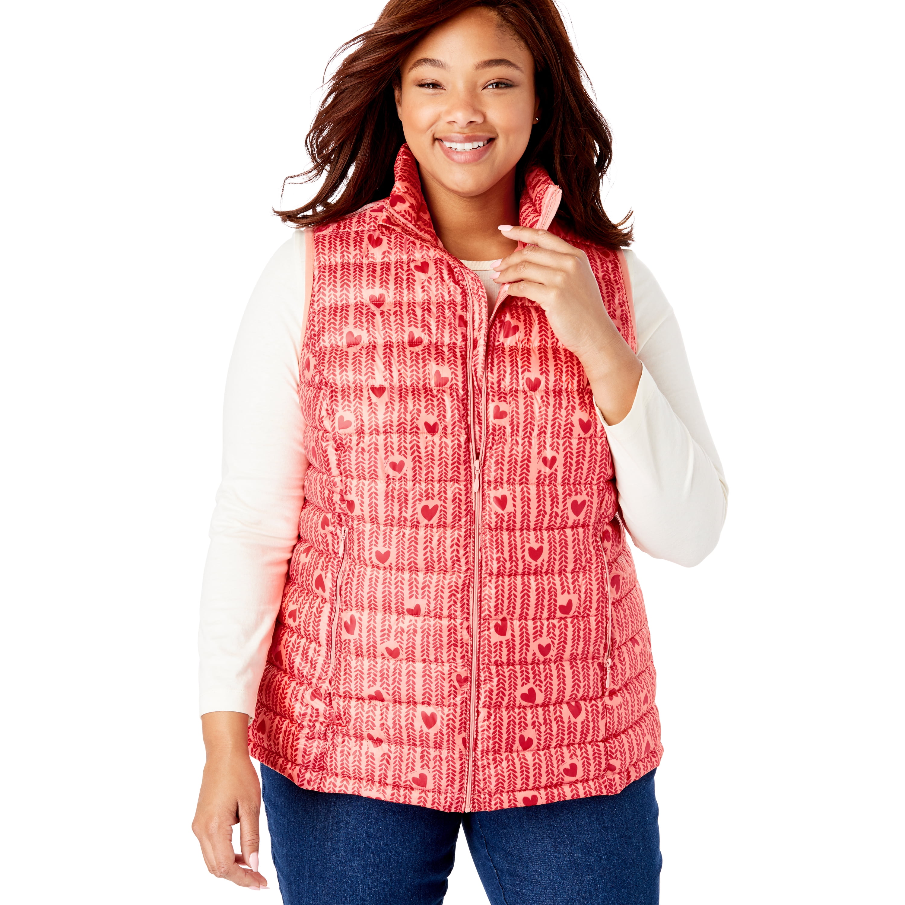 Plus size red puffer vest Clearance