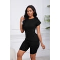 thumbnail image 3 of Women 2 Piece Outfits Summer Sweatsuits Biker Short Workout Jogger Sets Black 2XL, 3 of 6