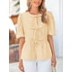 thumbnail image 4 of Blusa PRETTYGARDEN para mujer con lazo en la parte delantera a rayas 2025, amarilla XXL, 4 of 8
