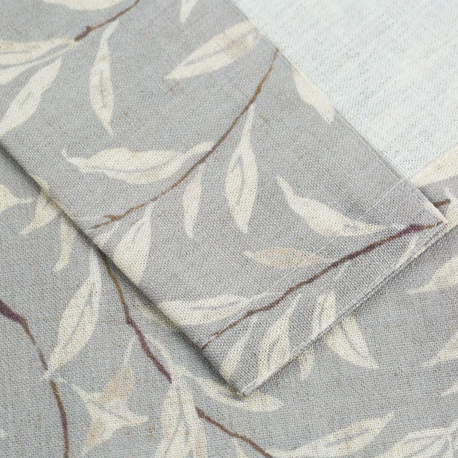 VOGOL Leaves Printed Decorative Farmhouse Window Treatments, Light Filtering Draperies for Bedroom Home Office, W52"xL96", One Panel, Grey