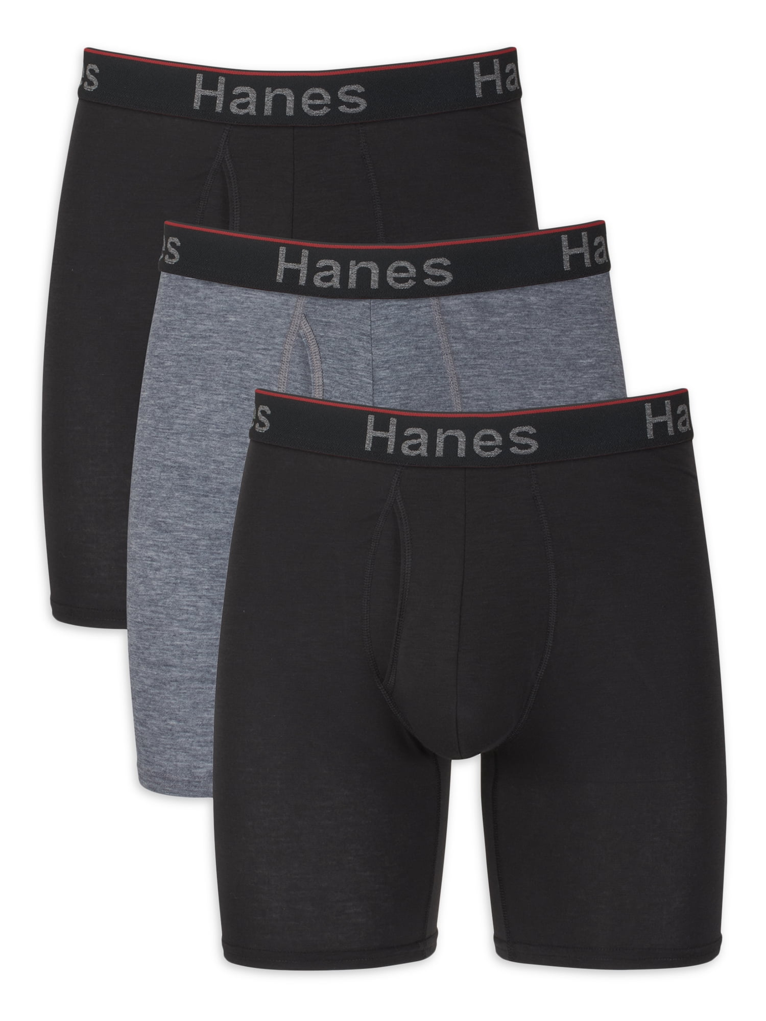 Hanes Men's Comfort Flex Fit Total Support Pouch Long Leg Boxer Briefs, 3 Pack