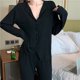 thumbnail image 1 of Pijamas coreanos de punto de algodón para mujer, traje de pantalón superior de manga larga con solapa, ropa para el hogar para primavera y otoño, conjunto de Pijama femenino, 1 of 5