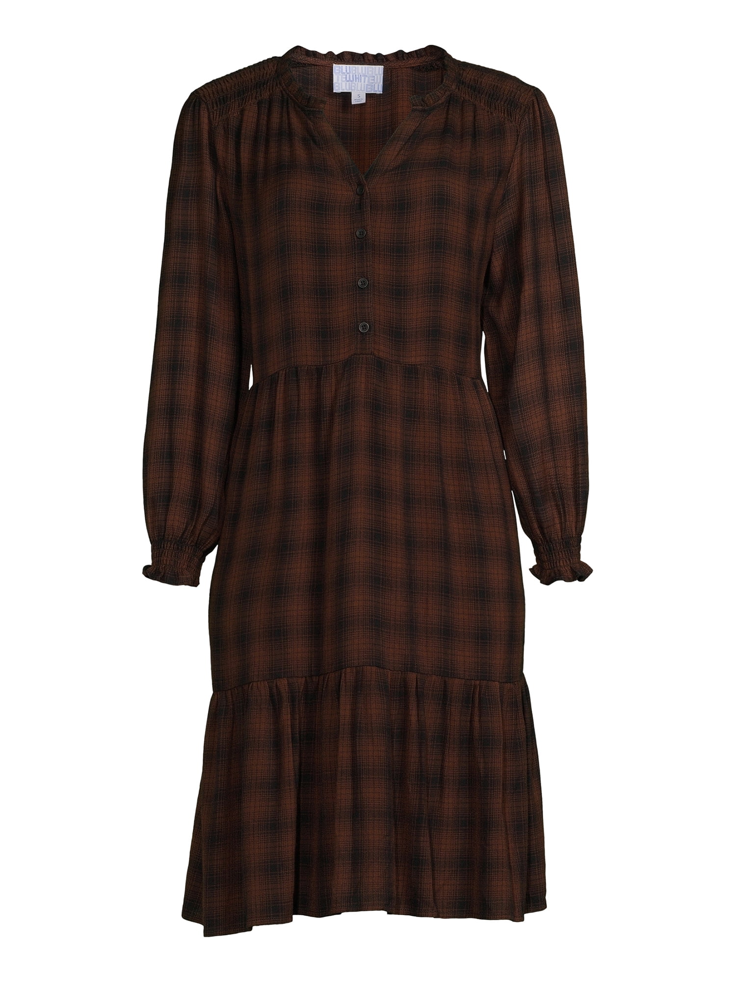 Blu White Blu's Women's Plaid Button Down Dress