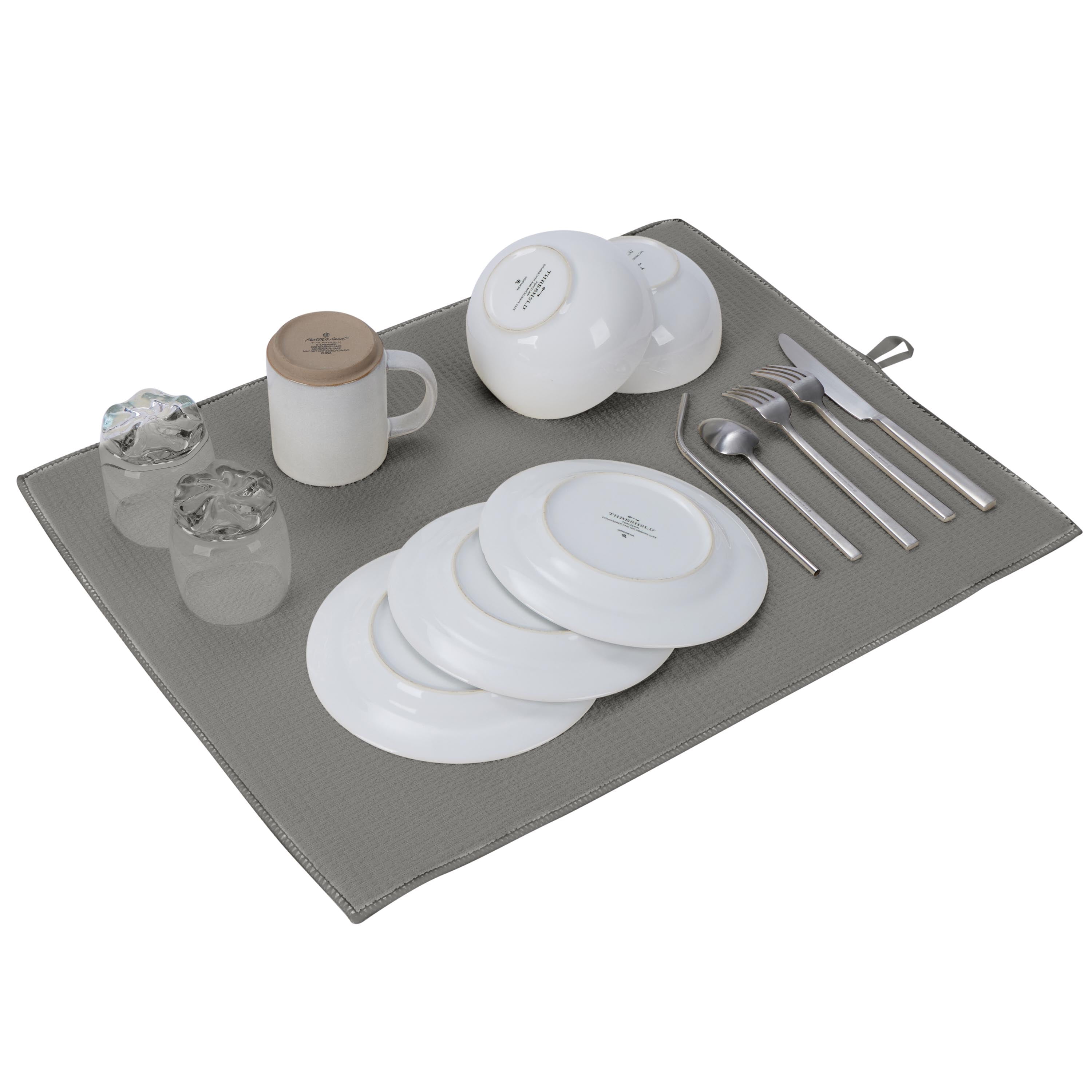 Kitchen Details 2 Pack Jumbo Drying Mats in Grey