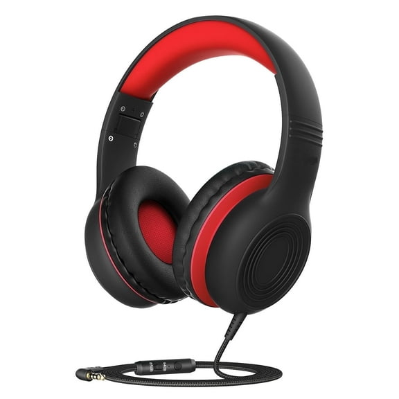 Mpow Kids Headphones with Microphone, Stereo Wired Headphones for Kids 85/94dB Volume Limit, Adjustable Foldable Children Headphone with Share Port, over Ear Headsets for School, Tablet, Airplane