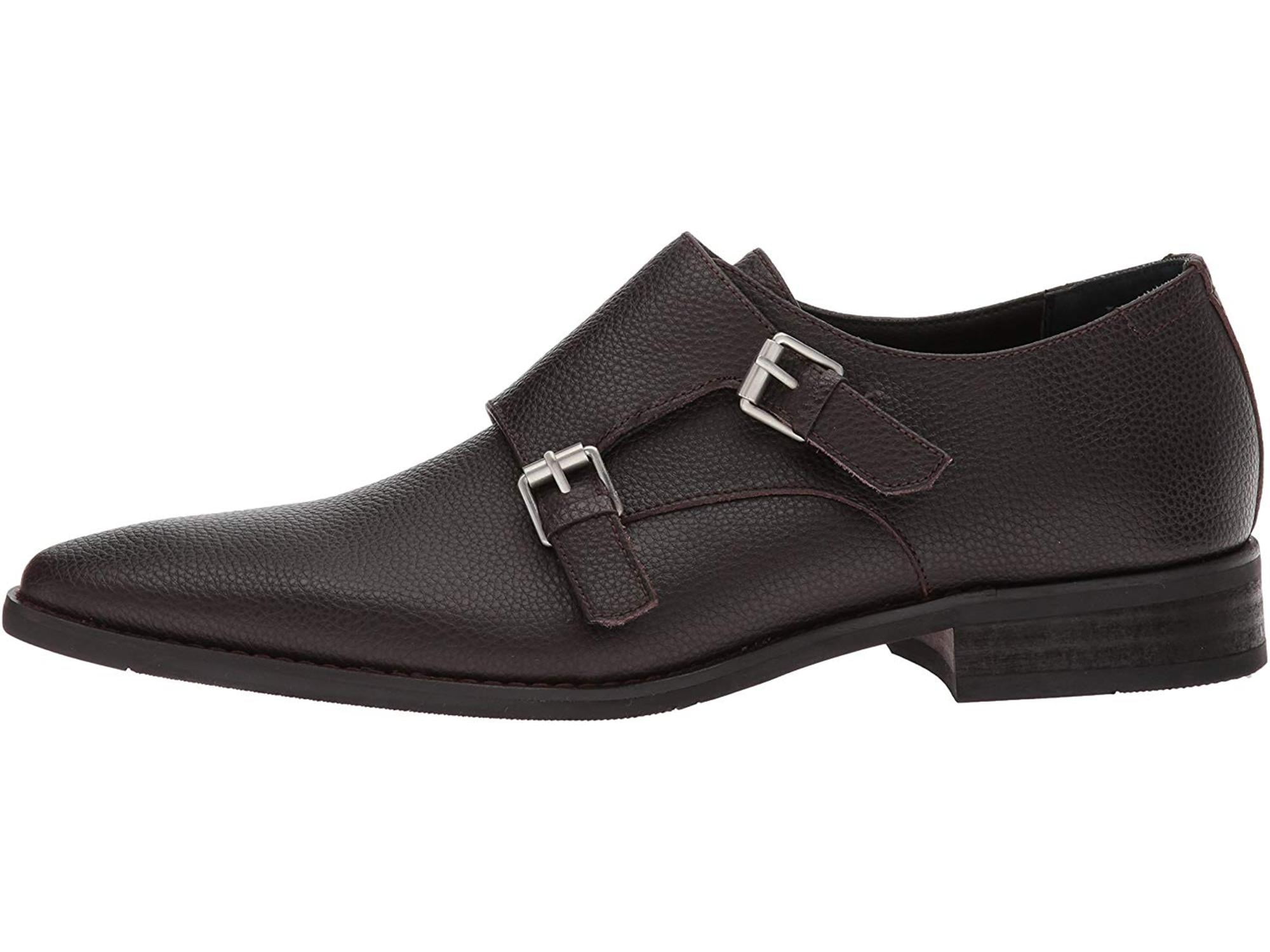 calvin klein robbie black embossed double monk strap shoes