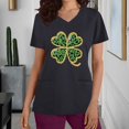 thumbnail image 2 of BiZtdJrK Today's Sales of The Day St. Patrick's Day Womens Scrubs Tops Workwear Summer Casual V Neck Short Sleeve T Shirts Nursing Uniform Scrubs Shirts with Pockets Black M, 2 of 7