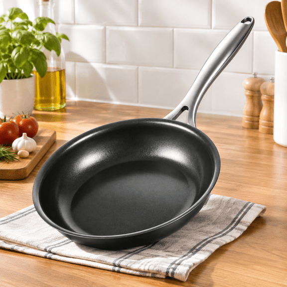 Non Stick Frying Pan, 10 Inch Tri-Ply Clad Stainless Steel Skillet with Reinforced Coating, All Stovetop & Dishwasher Safe, Stainless Steel Hybrid Skillet