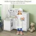 thumbnail image 4 of Costway Kid’s Corner Kitchen Playset Wooden Chef Play with Sink Stove Range Hood Utensils, 4 of 9