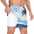 thumbnail image 2 of joogoo Men's Palm Tree Paint Swim Trunks with Liner Pocket Beach Shorts Large, 2 of 9