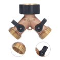 thumbnail image 2 of High quality 3/4 inch brass garden 2 way faucet hose connector manifold Y type, 2 of 5