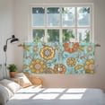 thumbnail image 3 of Turquoise Boho Floral Tier Curtains 36 Inch Length, Vintage Abstract Ethnic Flowers Cafe Short Curtains for Bathroom Over Sink, Small Kitchen Curtain Light Filtering Drapes 2 Panels 27.5"Wx36"L, 3 of 8