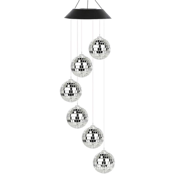 Carillón De Viento Con Energía Solar Bola De Discoteca Colorida Luz Solar Bola De Espejo Led Lámpara De Carillón De Viento Lámpara Colgante Para Decoración Al Aire Libre Patio De Jardín Balcón Vogacara HA013752-00