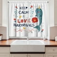thumbnail image 2 of Ambesonne Narwhal Kitchen Curtains, Pop Culture Phrase, 55"x39", Multicolor, 2 of 3