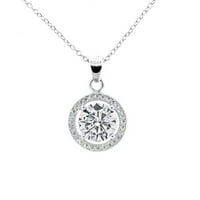 Deals on Cate & Chloe Blake 18k White Gold Plated Halo Pendant Necklace