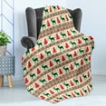 thumbnail image 4 of Nordic Soft Flannel Fleece Throw Blanket, Pixel Art Inspirations Christmas Ornamental December Reindeers Vintage, Cozy Plush for Indoor and Outdoor Use, 60" x 80", Emerald Beige Scarlet, by Ambesonne, 4 of 5