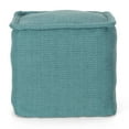 thumbnail image 2 of Hansolo Yarn Square Pouf,Teal,Teal Cotton Furniture Primary Living Space Ottomans, 2 of 6