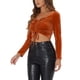thumbnail image 4 of INSPIRAR CHIC Top Corto de Manga Larga con Cuello Cuadrado de Terciopelo para Mujeres con Cordón XS Naranja, 4 of 6