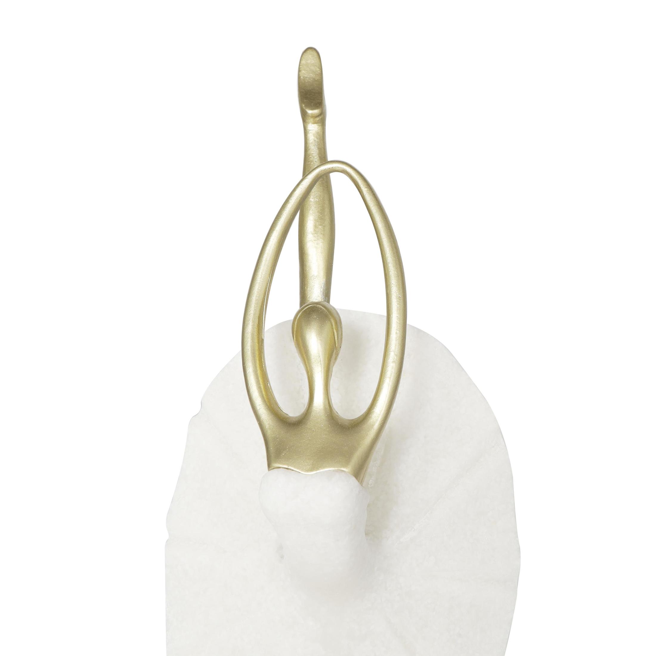 4" x 14" Cream Polystone Ballet Dancer Sculpture with Gold Accents, by DecMode