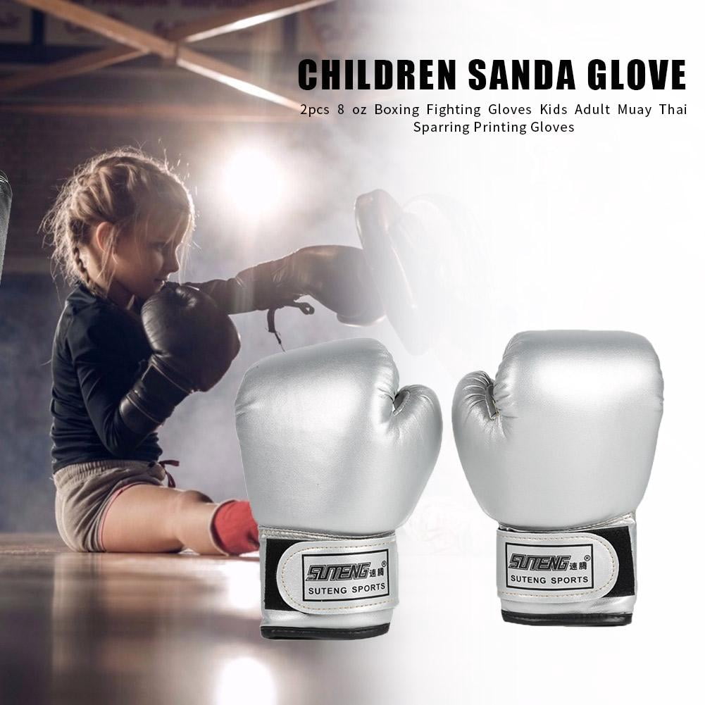 BLEEUS 2Pcs Boxing Gloves Kickboxing Training Gloves For Boys Girls Youth Fitness Supplies (Silver)