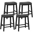 thumbnail image 1 of Gymax 4PCS 26'' Upholstered Counter Height Bar Stool PVC Leather Saddle Stool Black, 1 of 10