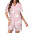 thumbnail image 1 of PRIYAL Ensemble de Pyjama Mignon Canard Rose pour Femmes, Ensemble de Shorts Deux Pièces, Manches Courtes, 1 of 4