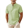 thumbnail image 2 of Yertdoel Men T-shirts Solid Color Short Sleeve Half Button Placket Mock Neck Shirts Soft Loose Comfortable Breathable Outdoor Hiking Cycling Tops, 2 of 6