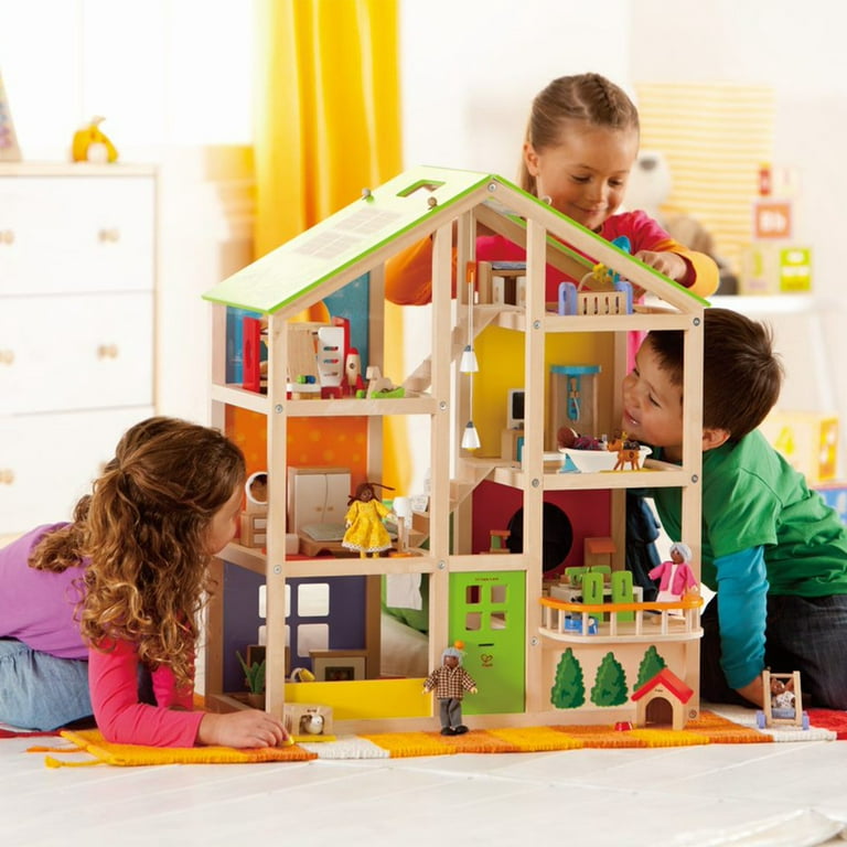 Hape Wooden 4 Season Unfurnished Dollhouse Kids Play House for Ages 3+ 