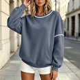 thumbnail image 6 of jehdhy Womens Striped Patchwork Sweatshirts Fall Winter Crew Neck Long Sleeve Shirts Fashion Casual Loose Pullover Tops, 6 of 7