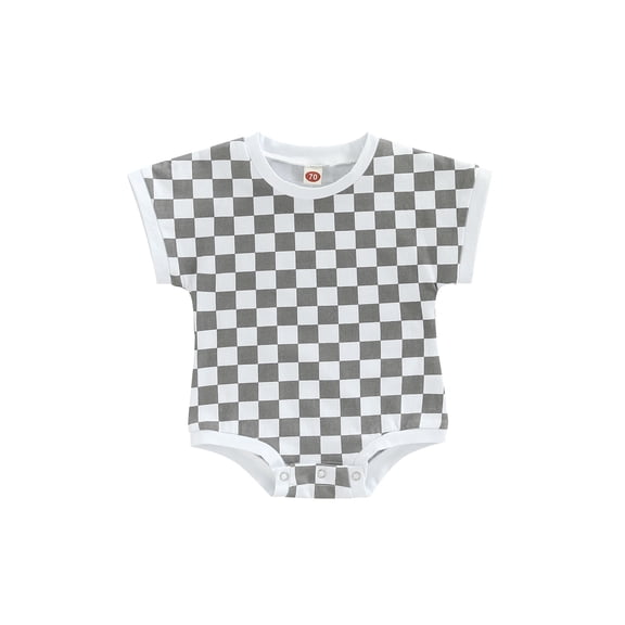 Bagilaanoe Newborn Baby Girl Boy Casual Romper 6M 9M 12M 24M Plaid Print Short Sleeve Triangle Bodysuit