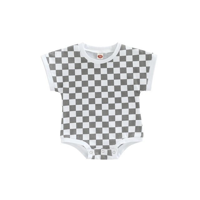 Faithtur Bébé Unisexe Casual Romper, Plaid Imprimé Manches Courtes Triangle Col Rond Body