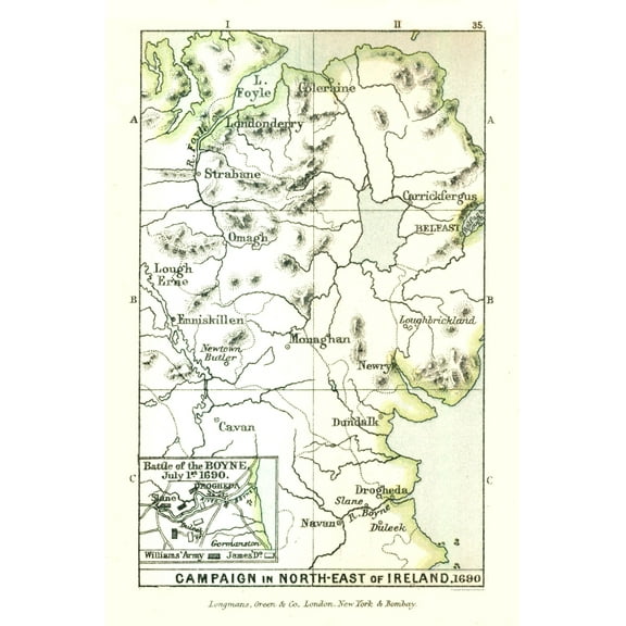 Historic Map - Ireland 1690 - Gardiner 1902 - Vintage Wall Art