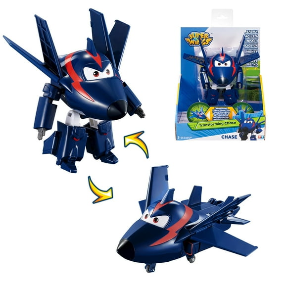 Super Wings Transformable Toys, 5 in Agent Chase Airplane Transforming Figures Toys, 2 in 1 Mode Rescue Bots Action Figure Toys for 3-5 Year Old Boys Girls, Plane Toys for Toddlers Kids Age 3 4 5 6 7