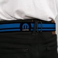 thumbnail image 4 of Mopar Belt, Seatbelt Buckle Belt, Mopar Logo Stripe Black Blue, Youth 22 to 32 Inches, 4 of 9