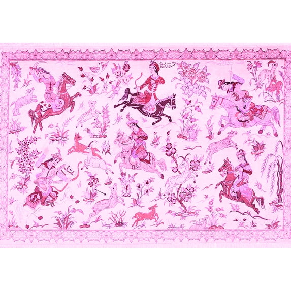 Ahgly Company Indoor Rectangle Animal Pink Traditional Area Rugs, 8' x 12'