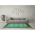 thumbnail image 3 of Ahgly Company Indoor Square Oriental Turquoise Blue Industrial Area Rugs, 3' Square, 3 of 4