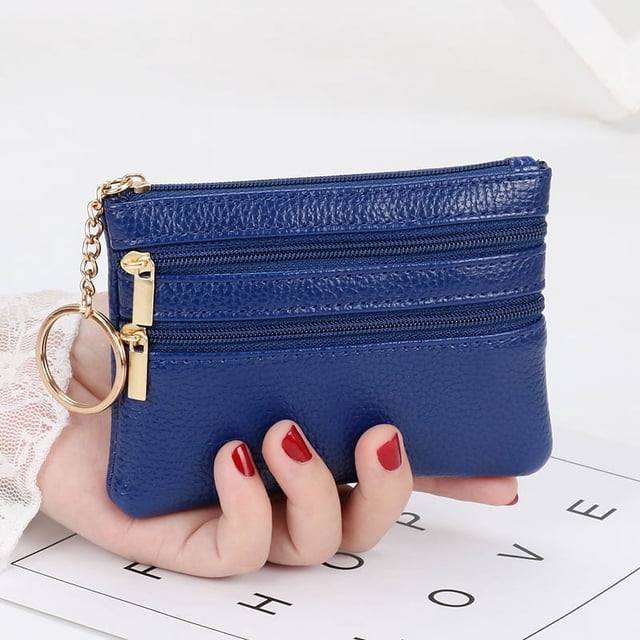 Monedero de mujer, monedero pequeño con textura de cuero, cartera multifunción para licencia de conducir, tarjetero, bolso de cuero suave, bolso con cremallera