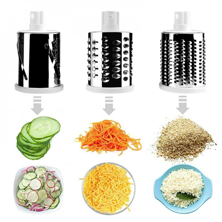 3 IN 1 Cheese Grater Rotary For Vegetables Slicers Shredders Manual Po – My  Best Shoppe
