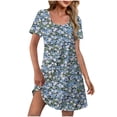thumbnail image 2 of gljltg Women's Summer Fashion Polka Printing Pocket Short Sleeve V-Neck Tank Sundresses with Hidden Pockets, Tunic Waist, Above Knee Length Suitable for Beach, Daily, Vacation, 2 of 7