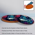 thumbnail image 4 of Wolf 6PCS Round Microfiber Leather Coasters, 11x11 cm/4.3x4.3 in, Drink Coasters for Dining Table, Waterproof and Cup Coasters, Set of 6 - Black, 4 of 6