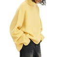 thumbnail image 2 of Womens Oversized Tunic Sweaters Crew Neck Long Sleeve Fall Casual Slouchy Knit Pullover Tops Lemon Yellow One Size, 2 of 9