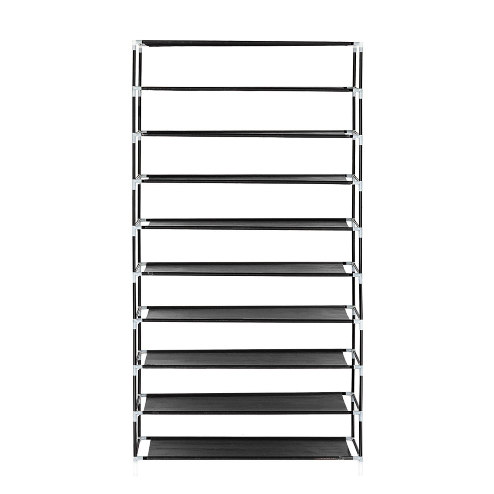 10 Tiers Shoe Rack with Dustproof Cover Closet Shoe Storage Cabinet Organizer, Black