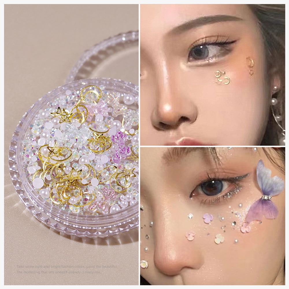4900PCS Face Gems and Pearls with Glue Face Jewels for Makeup