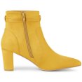 thumbnail image 7 of Unique Bargains Women's Pointed Toe Chunky Heel Zipper Ankle Boots Yellow 10, 7 of 7