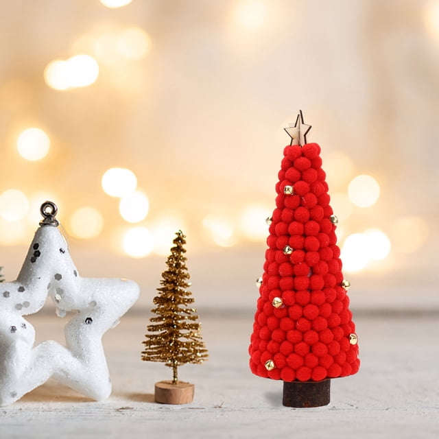 Danhjin Decorations Doll Christmas Decorations Wool Colorful Wool Curly Wool Mini Christmas Tree Bar Desktop Small Ornaments Multicolor Christmas Wool-Tree Desktop Christmas Decorations