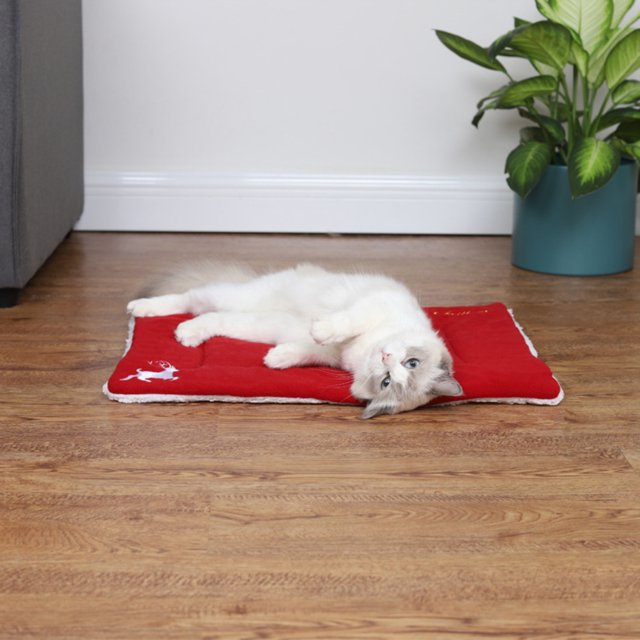 Christmas Theme Pet Cat Dog Bed Mat Pad Soft Warm Thick Kennel Cage Sofa Mat For Small Medium Large Dogs Sleeping